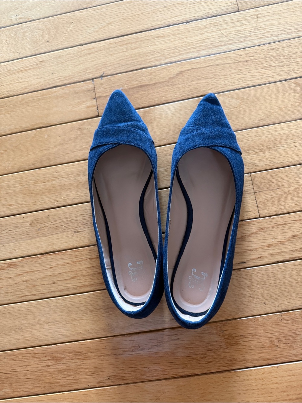 Women's Pointed Blue Suede Flats